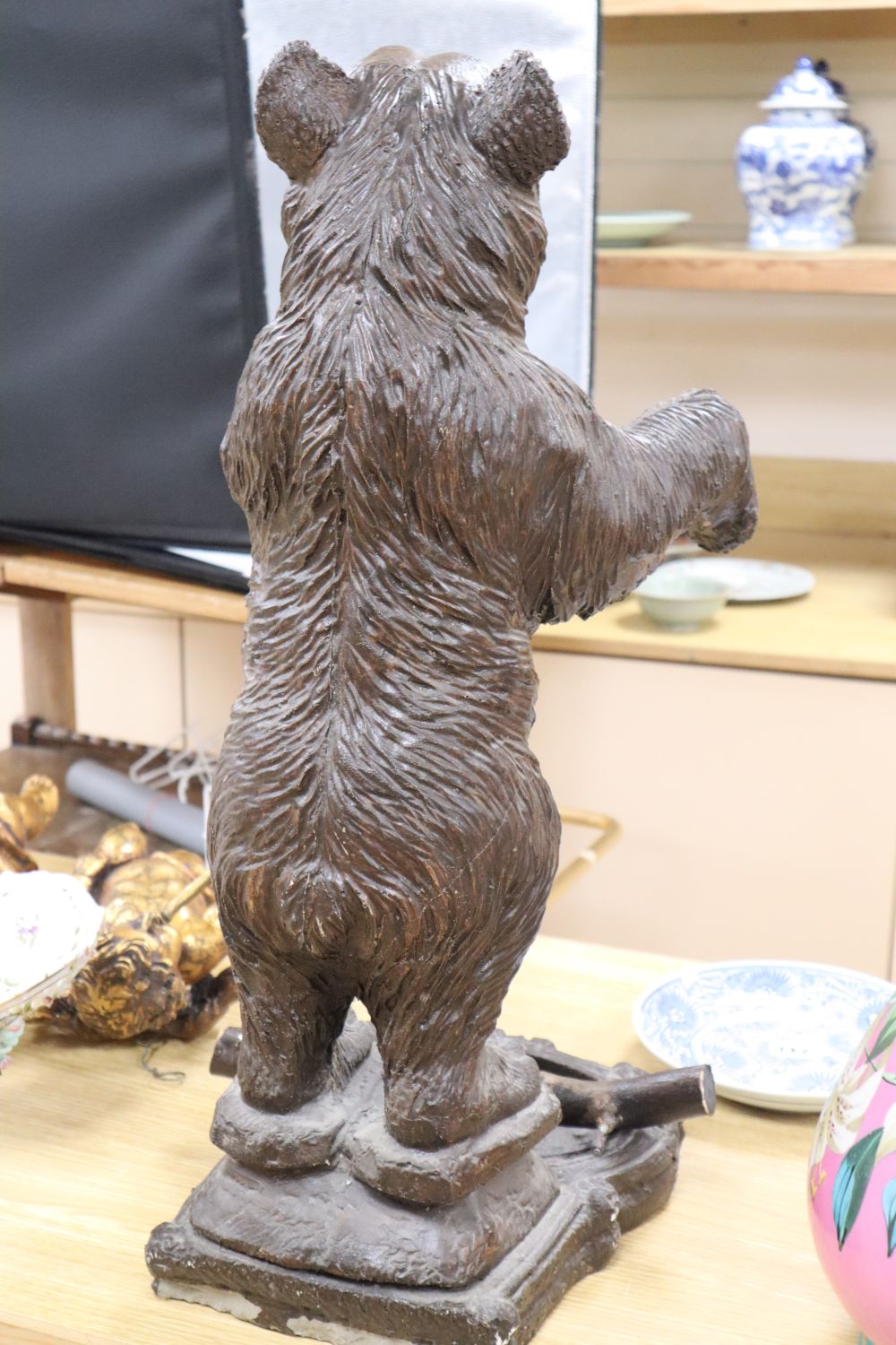 A composition Black Forest style bear stick stand, height 66cm